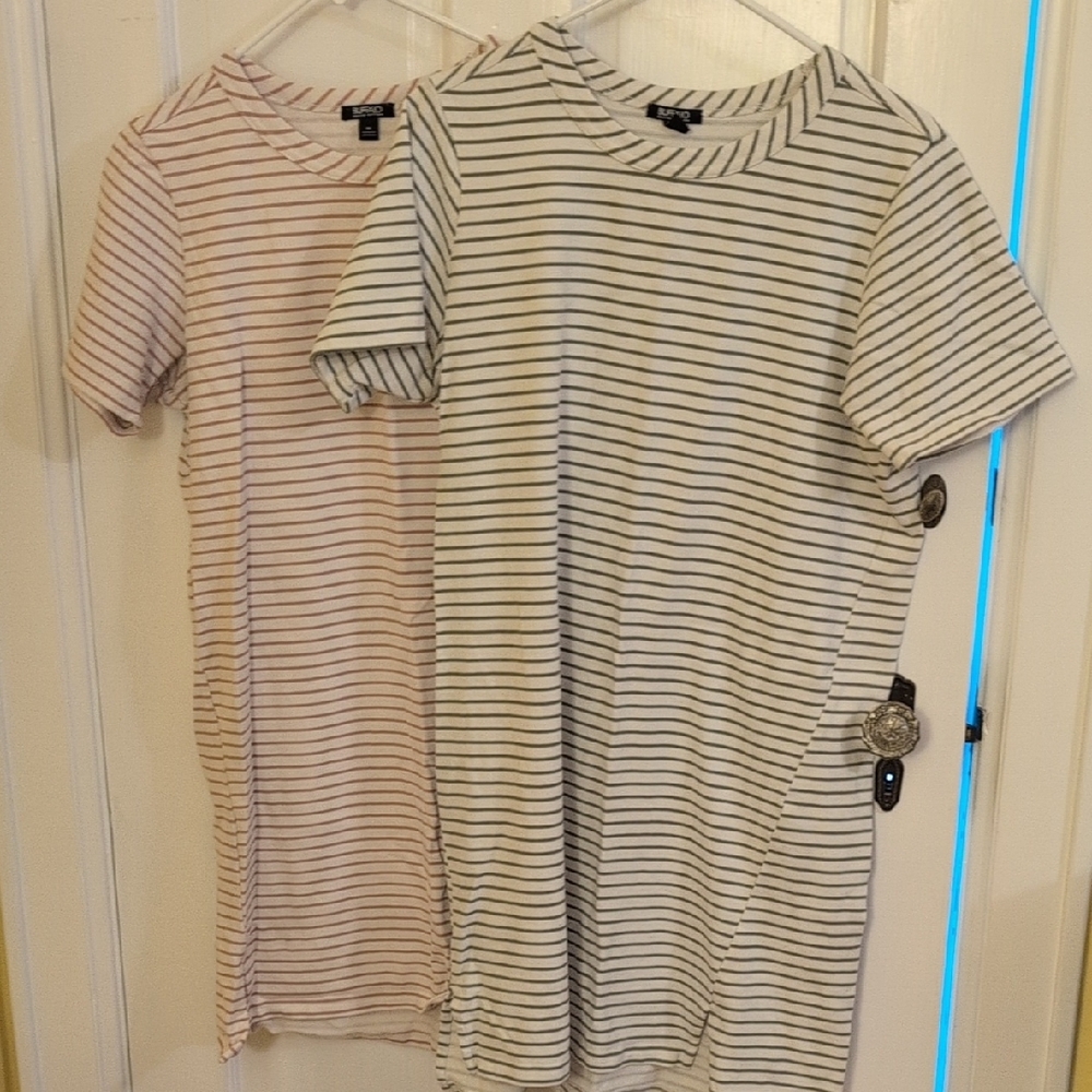 Buffalo David Bitton Pink and White Short Sleeve Tees